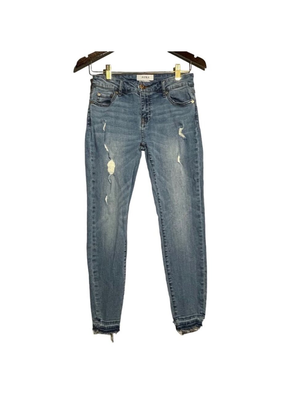 Pistola Skinny Ankle Jeans Women Size 26 Distressed Destroyed Moto Biker Rocker